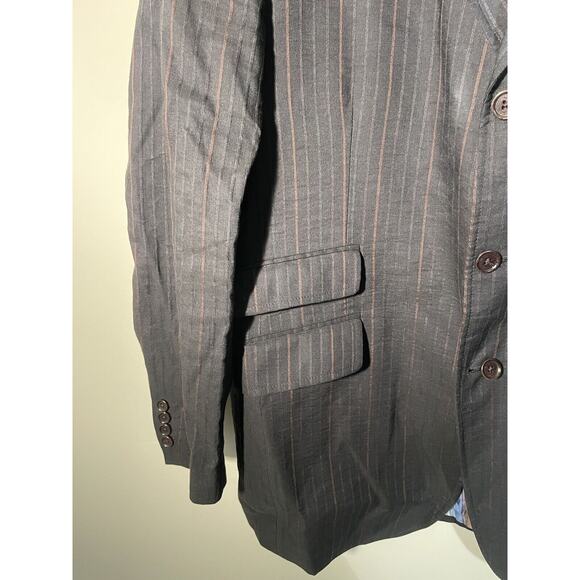 Etro Milano Men Blue Pinstripe Wool Blend Sport Coat Blazer Jacket US 44L EU 54L - Picture 4 of 16